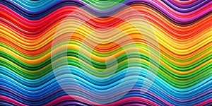 Rainbow Waves 3D Render of Colorful, Saturated Curved Lines in a Abstract Pattern