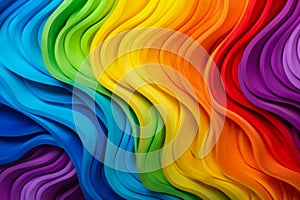 Rainbow wavy stripes 3D rendering for web design, posters, covers.