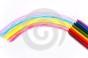 Rainbow wax crayon isolate
