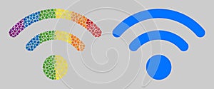 Rainbow Wi-fi source Mosaic Icon of Round Dots
