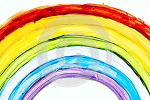 Rainbow on window during quarantine at home