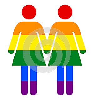 Rainbow Woman Sign. LGBT Lesbian Rainbow Pride Symbol. Concept of Same-sex Homosexual Relationships