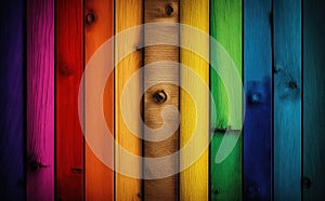 Rainbow wooden planks background