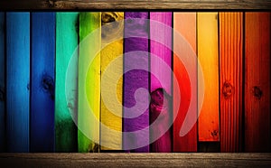 Rainbow wooden planks background