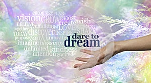 Rainbow Woodland Dare to Dream word cloud