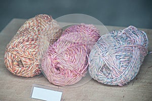 rainbow wool balls in in fashion store