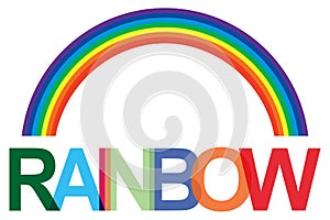 rainbow word on white