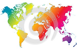 rainbow world map highly detailed vector