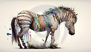 Rainbow Zebra in Abstract Style