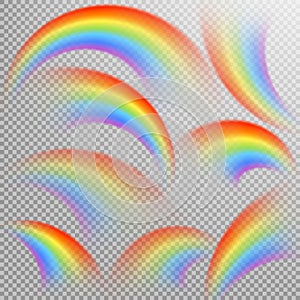 Rainbows in different shape realistic set. EPS 10