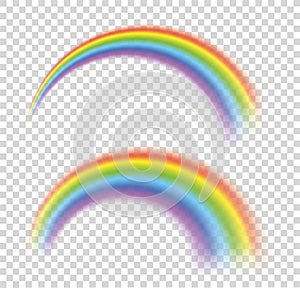Rainbows in different shape realistic set. Perfect set isolated on transparent background - stock vector