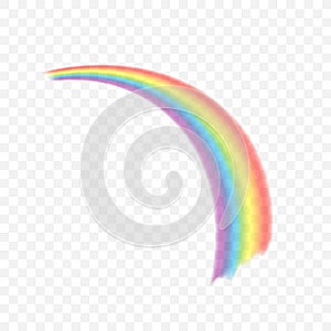 Rainbows in different shape realistic set on transparent. Vector stock illustration