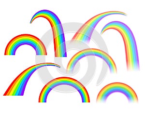 Rainbows in different shape on white background photo