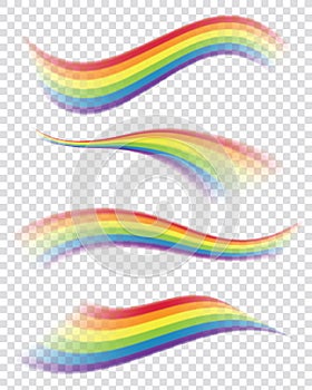 Rainbows in Different Shapes on Transparent Background