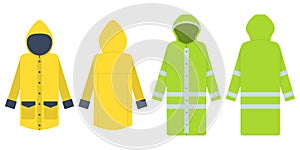 Raincoat. Vector illustration isolated on white. Clothes protec