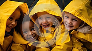 raincoats child smiling yellow