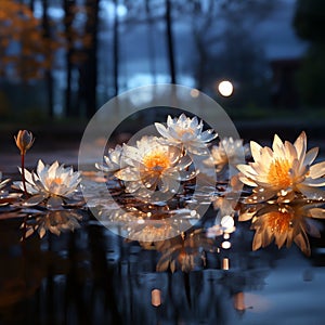 Raindrop Ballet: Fallen Blossoms on Glistening Pavement