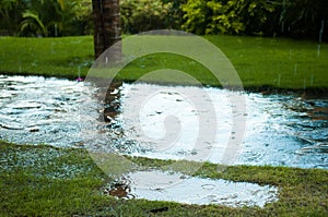 Raindrop on road