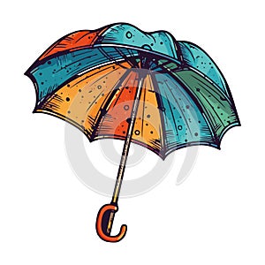 Raindrop symbol on umbrella, wet weather design