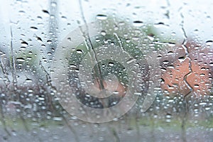Raindrop water on Windshield abstract texture and background