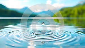Raindrops on Calm Lake Surface