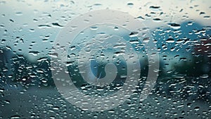 Raindrops on car windshield