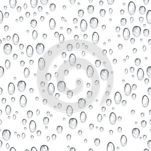 Raindrops fogged glass window. Water drop seamless pattern. Fresh rain drops. Condensation or irrigation abstract
