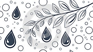 Raindrops on Foliage Pattern, vector design Generative AI