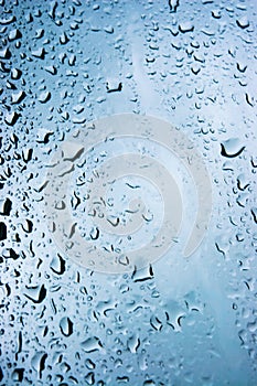 Raindrops in glass