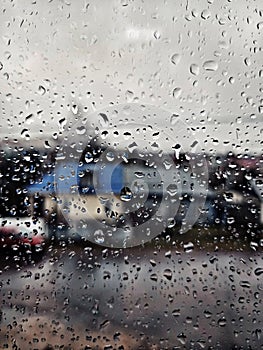Raindrops on the glass