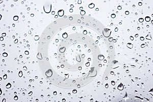 Raindrops on glass, closeup, texture