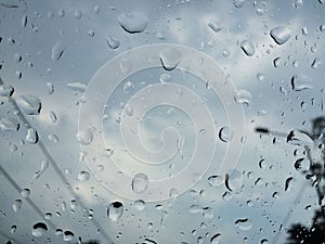 Raindrops on the glass