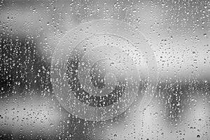 Raindrops on glass, wet glass texture