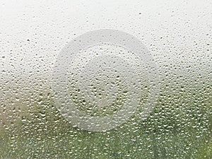 Raindrops on home window pane