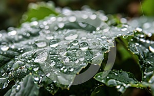 Raindrops on the leaves. Water drops on leaf.