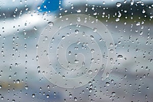 Raindrops in the plane`s window, about to take off