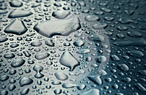 Raindrops on stainless steel background