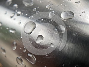 Raindrops on Steel Hand Rail