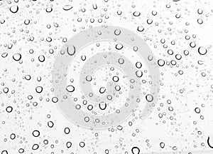 Raindrops water drop on window glass white background