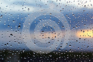 Raindrops on Wet Window Glass