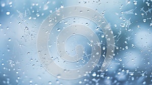 raindrops on a window with blue sky background