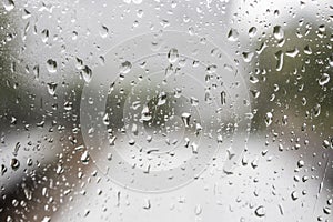 Raindrops on window glass. texture background,abstract water drop cool weather