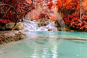 Rainforest waterfall, Tat Kuang Si Waterfall at Luang Prabang, Loas