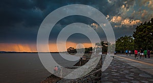 Raining across the lake.