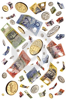 Raining Australian Money Isolated