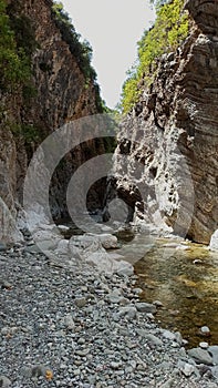 The Always raining canyon Panta Vrehei with waterfalls in Karpenissi Greece