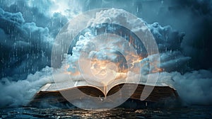 Raining cloud in the medieval art classic bibel style solid white background