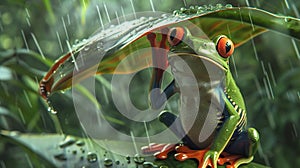 Always raining green tree frog