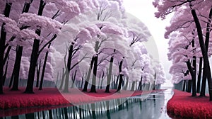 Raining landscape illustration wall art ai generated