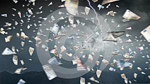 It is raining money. Mixed media